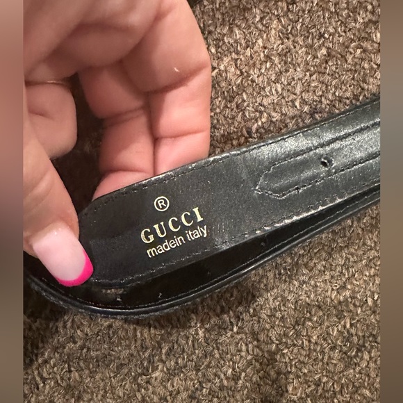 Authentic Gucci belt 48" women’s black logo material print READ - Picture 1 of 7
